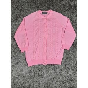 Vintage Eileen Cardigan‎ Women's M Pink Knit Soft Girl Coquette 80s Korea